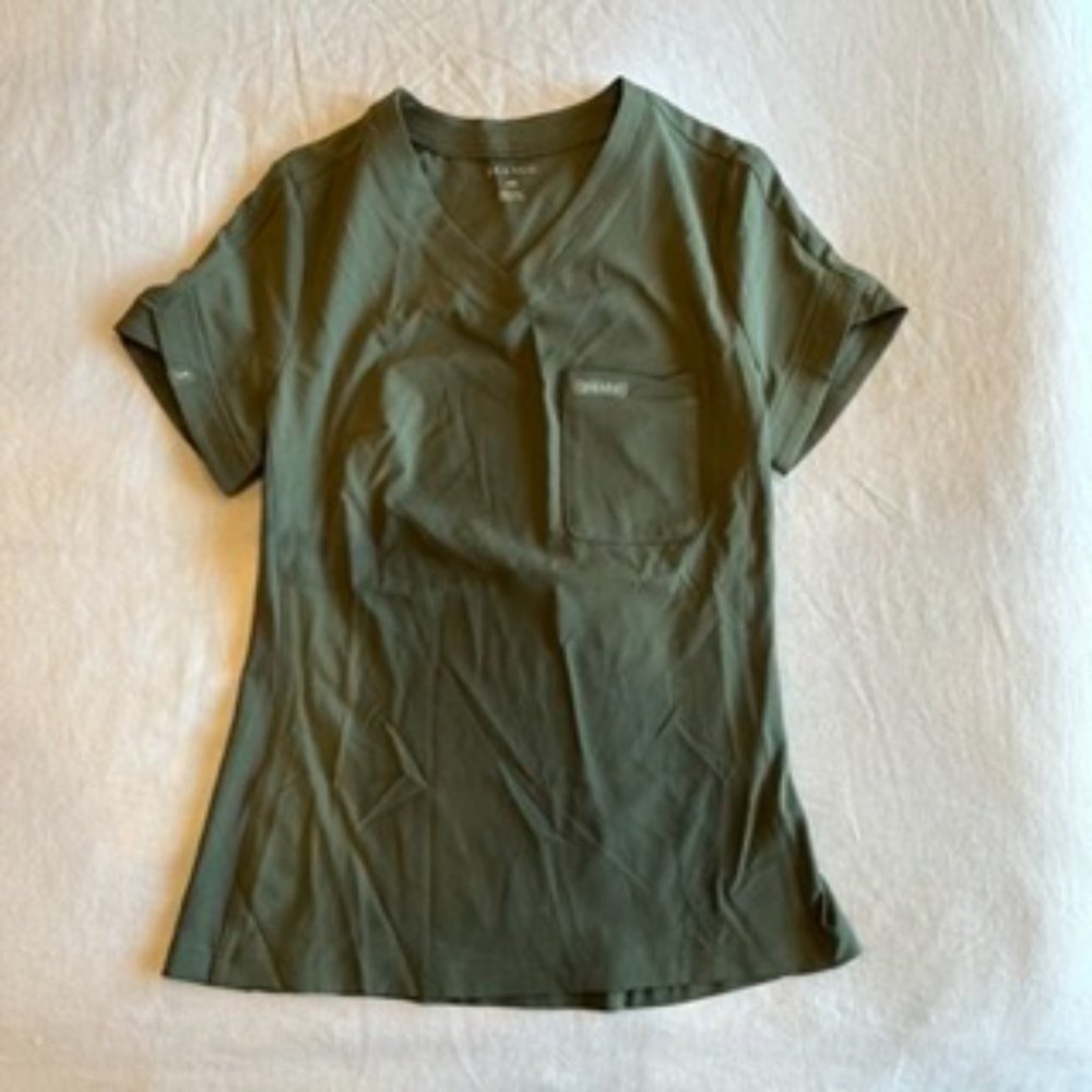 Jaanuu Olive Green Women's V-Neck Top - Picture 3 of 3